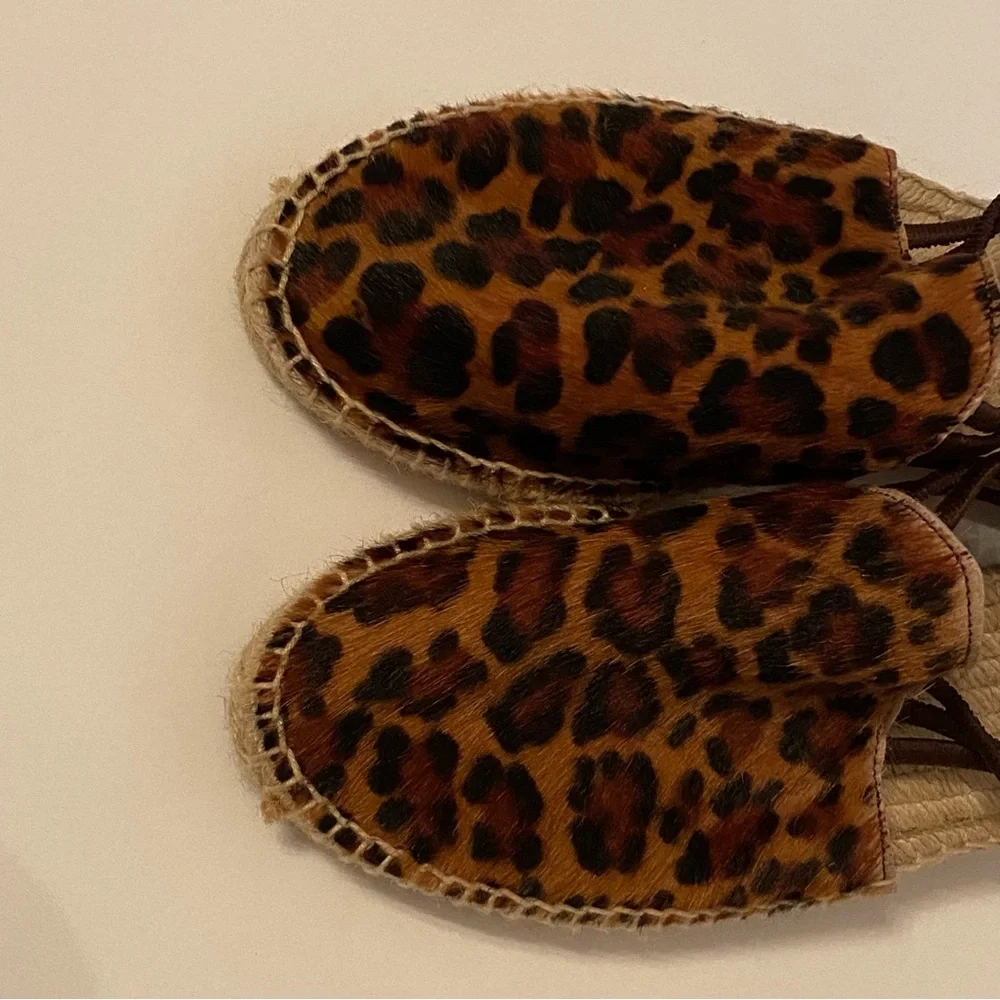 NEW PICON ESPADRILLE SHOES BROWN ANIMAL PRINT LEATHER HANDMADE SPAIN SIZE 7.5